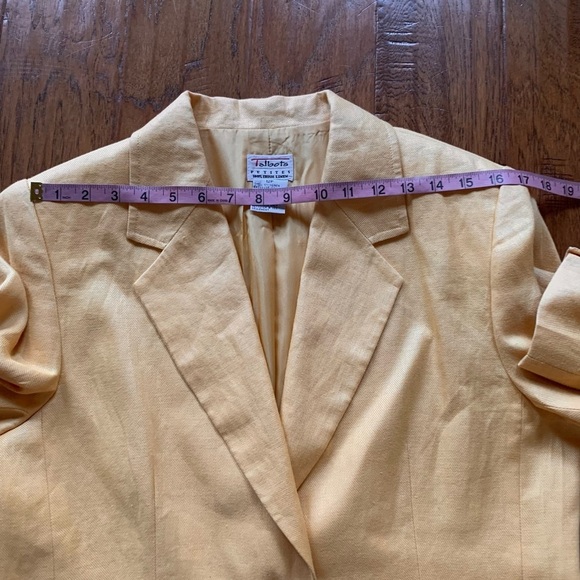 Talbots Yellow Linen‎ Padded Shoulder Blazer - Picture 12 of 14